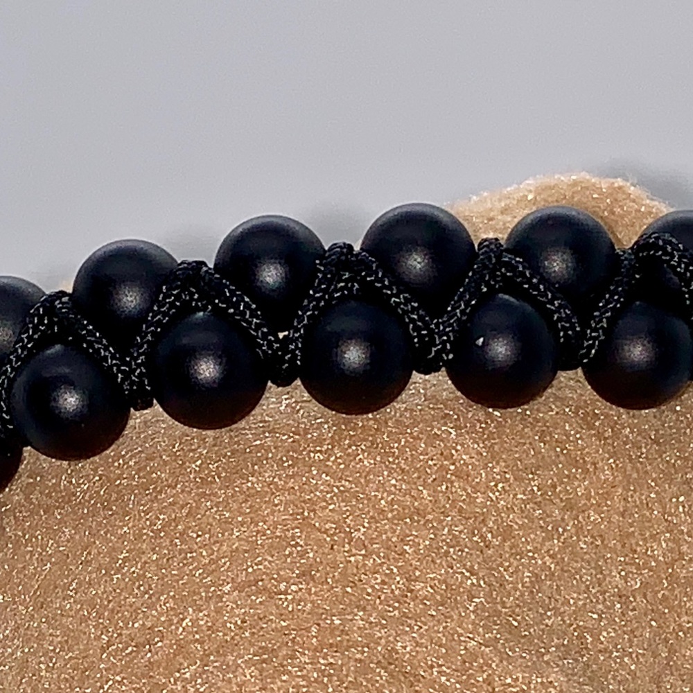 Matte double black onyx beaded bracelet - Picture 3 of 3